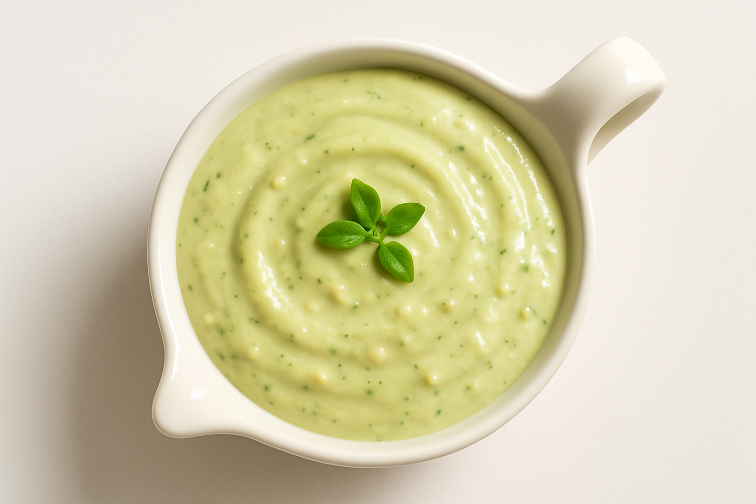 Avocado & Gaarlic sauce in a sauce dish
