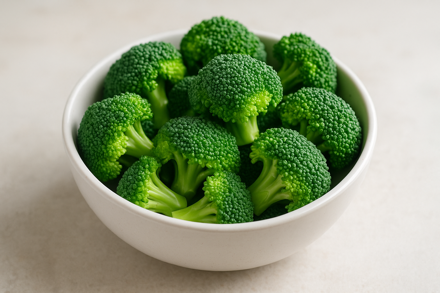 Broccoli florets in a bowl