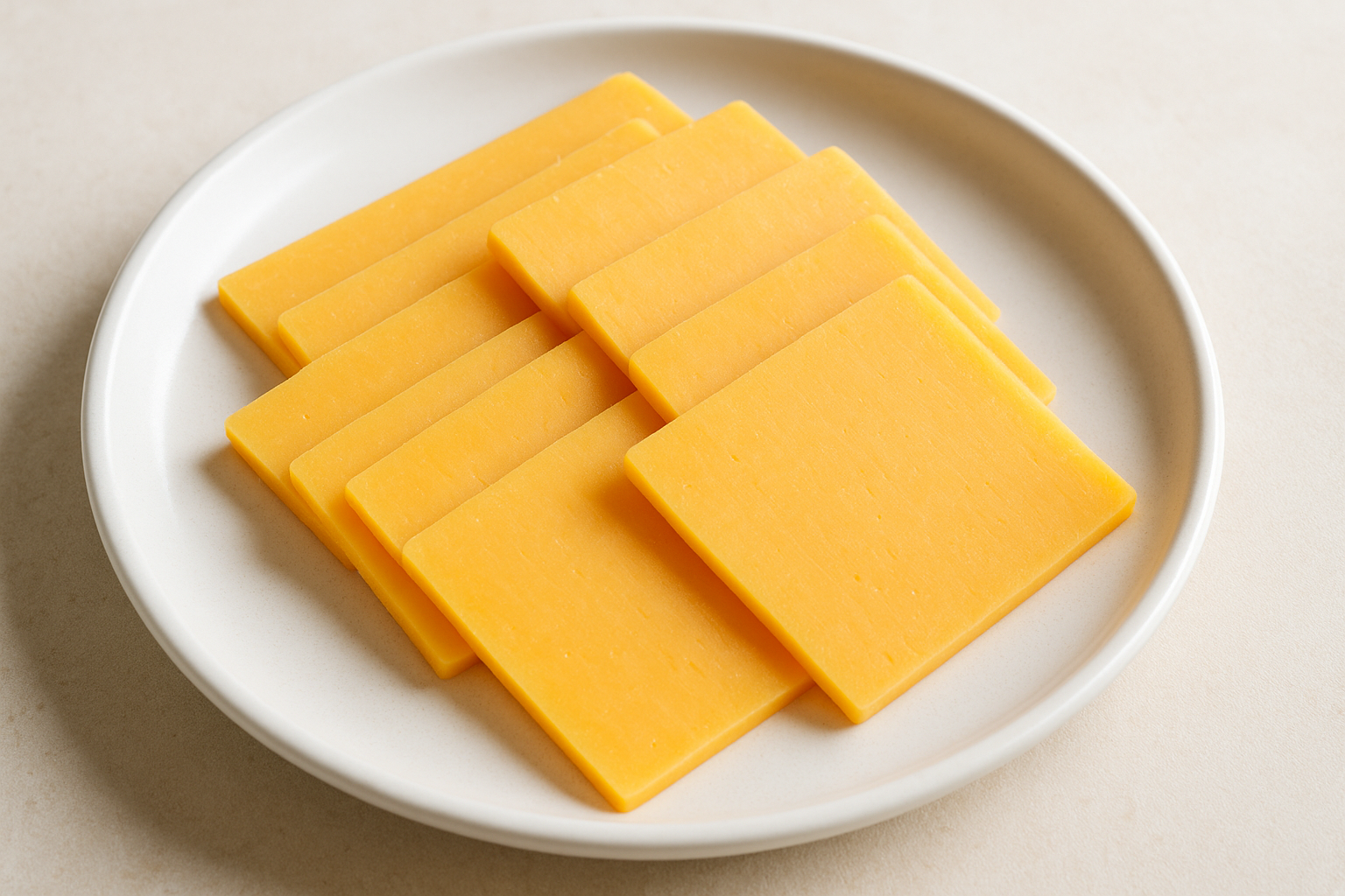 Cheddar cheese slices on a plate
