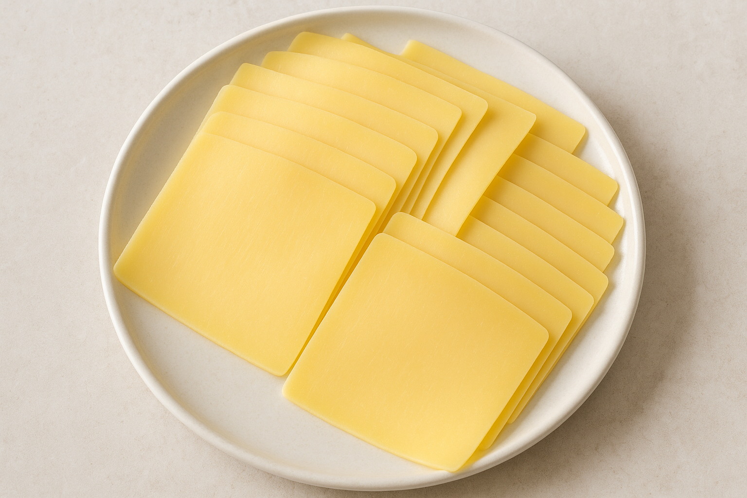 Edam Sliced cheese on a palte