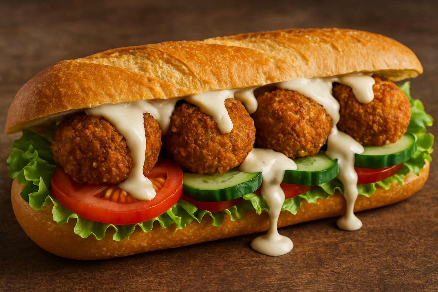 Falafels in a long roll