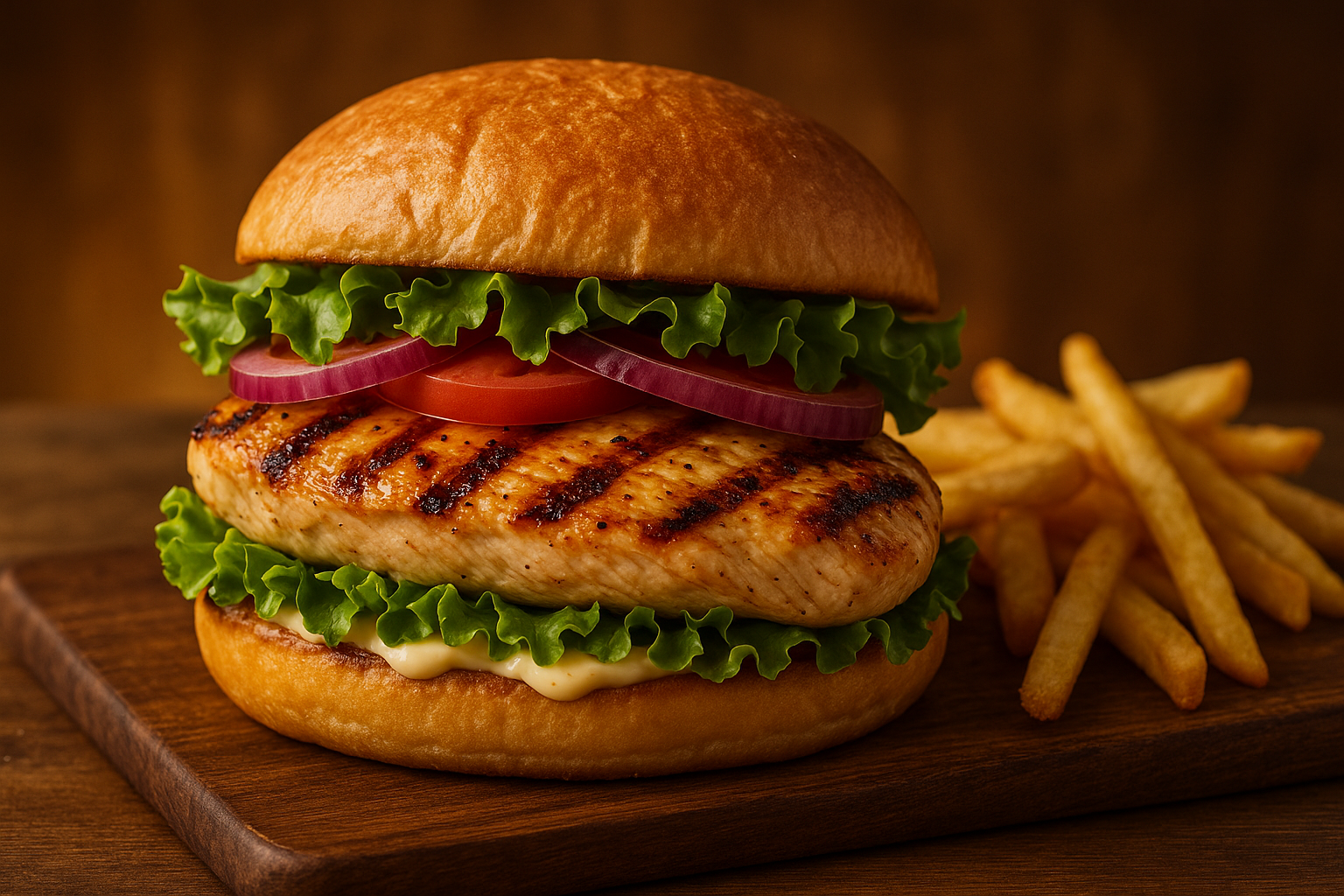 Grilled Chicken Breast gourmet burger 