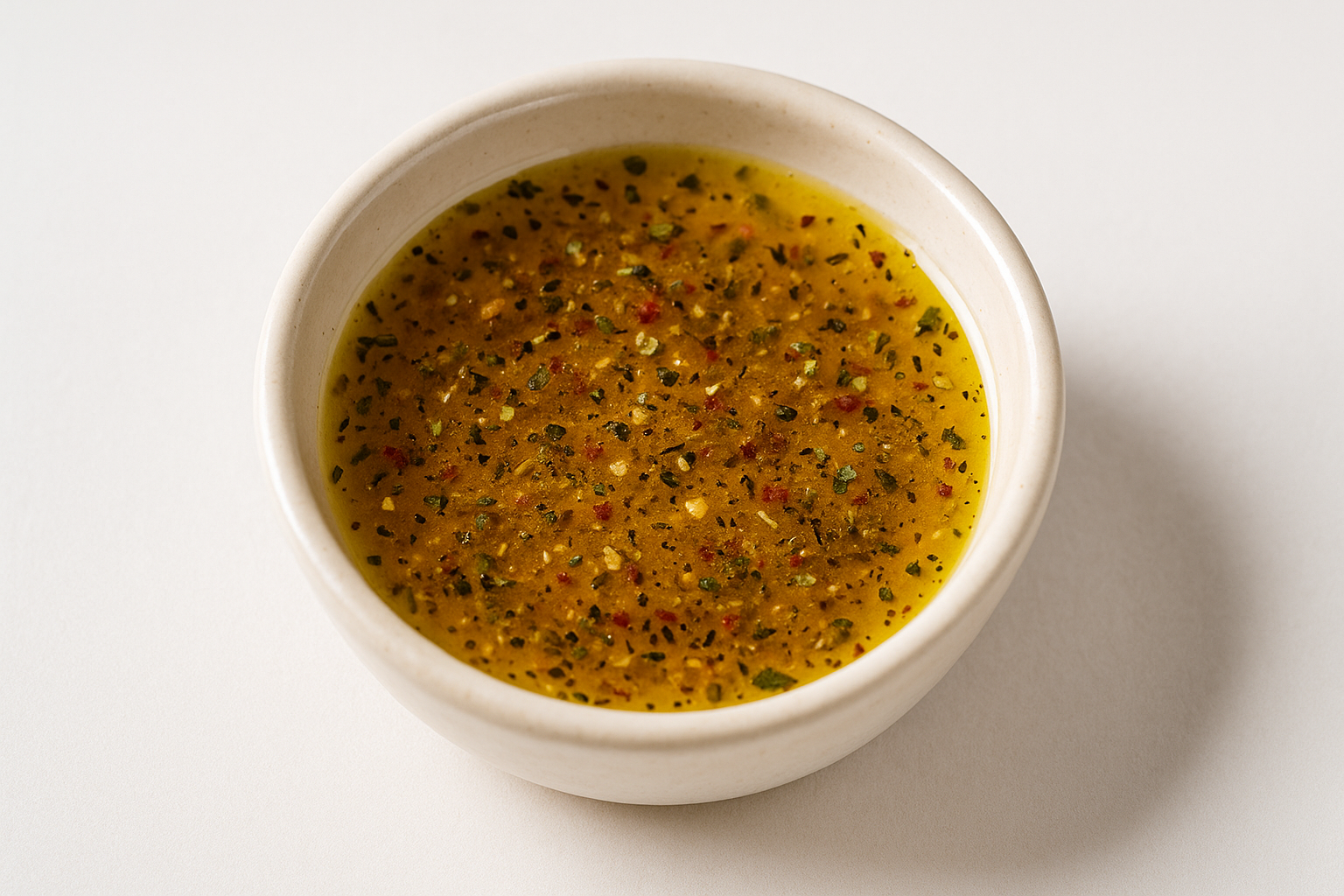 italian salad dressing in a sauce dish